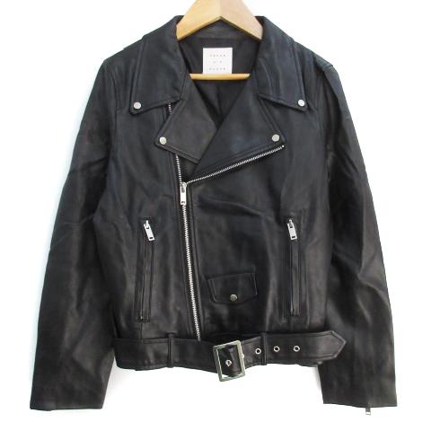 中古 センスオブプレイス バイ アーバンリサーチ ライダースジャケット 革ジャン フェイクレザージャケット ダブル 36 黒 レディース 21年春の
