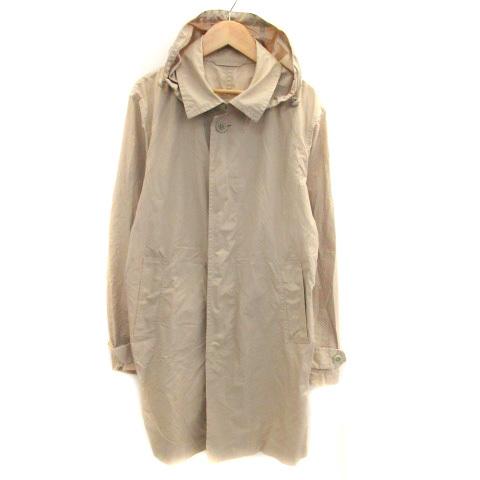 中古 ディクロス Dicros ステンカラーコート スプリングコート フード付き ロング丈 ナイロン M ベージュ Ho3 メンズ ベクトル 古着