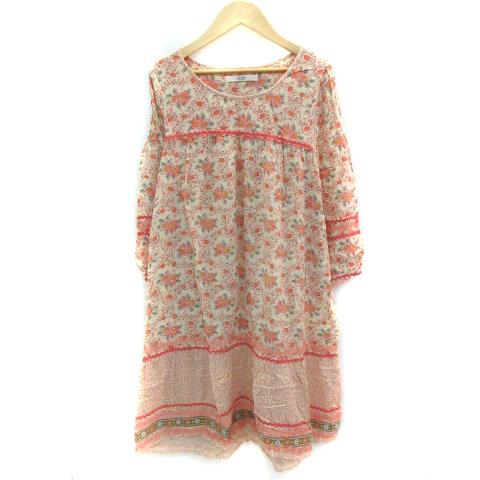 中古 アナザーエディション Another Edition アローズ ワンピース ひざ丈 七分袖 ラウンドネック 花柄 マルチカラー ピンク レディース 171 ブランド古着販売のベクトル 通販 Yahoo ショッピング