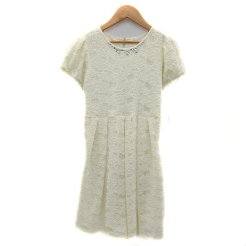 中古 フェルゥ Feroux ワンピース ミニ丈 半袖 ラウンドネック ビジュー 花柄レース 2 アイボリー Yk39 レディース ベクトル 古着 171 ブランド古着販売のベクトル 通販 Yahoo ショッピング