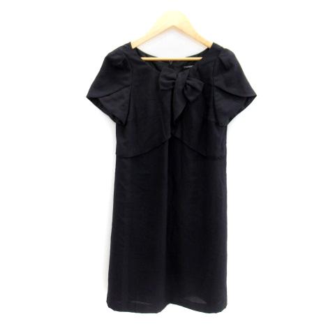 中古 ストロベリーフィールズ Strawberry Fields ワンピース ひざ丈 半袖 ラウンドネック 無地 リボン 紺 ネイビー Sy32 レディース ベクトル 古着 171 ブランド古着販売のベクトル 通販 Yahoo ショッピング