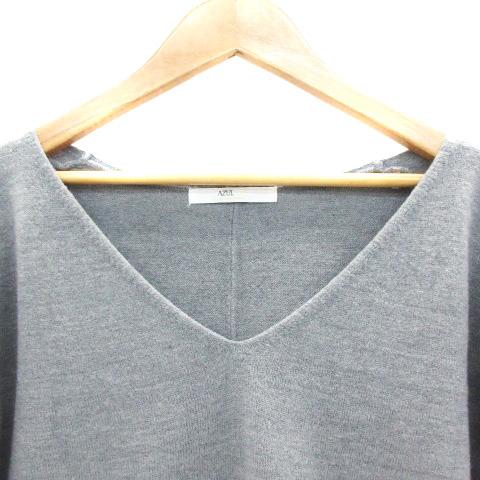 アズールバイマウジー AZUL by moussy basic ニット カットソー 長袖 Vネック M グレー /YM21 ■MO|vectorpremium|03
