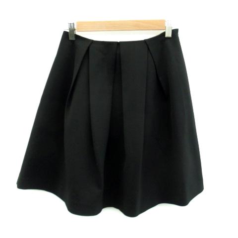 プリングル Pringle フレアスカート ひざ丈 無地 8 黒 ブラック /SY17  