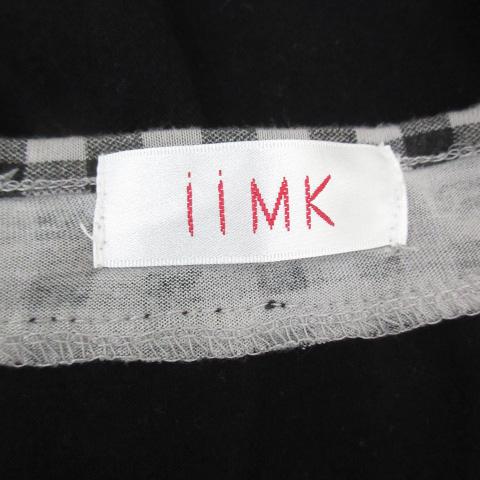 アイアイエムケー ミッシェルクラン iiMK カットソー Tシャツ 長袖 Uネック 切替 ギンガムチェック柄 40 黒 グレー ブラック /FF46 ■MO レ｜vectorpremium｜05