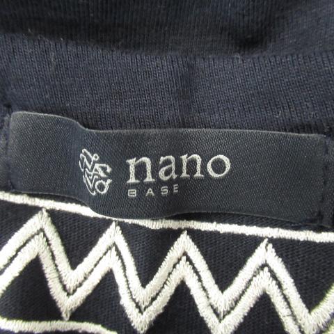 ナノユニバース nano universe nano BASE Tシャツ カットソー 半袖 ラウンドネック 刺繍 S 紺 ネイビー /YK30 レディース｜vectorpremium｜04