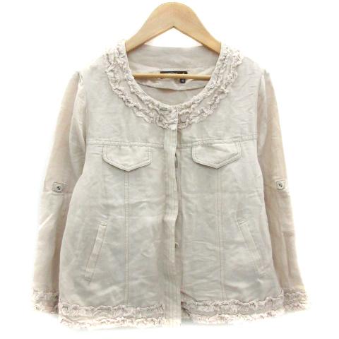 クロチェーラ crociera ノーカラージャケット ミドル丈 七分袖 リネン 