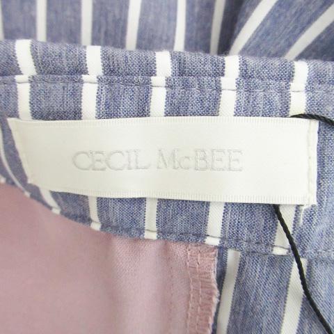 未使用品 セシルマクビー CECIL McBEE ワンピース スキッパーカラー ノースリーブ ストライプ柄 ひざ丈 M 紺 ネイビー ピンク /HO13 レディ｜vectorpremium｜04