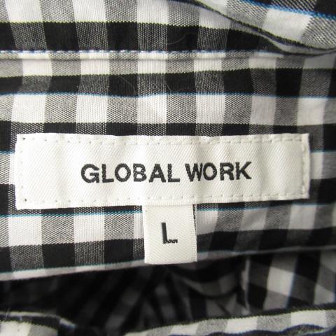 グローバルワーク GLOBAL WORK カジュアルシャツ 半袖 ボタンダウン ギンガムチェック柄 L 黒 ブラック /YK19 メンズ｜vectorpremium｜04