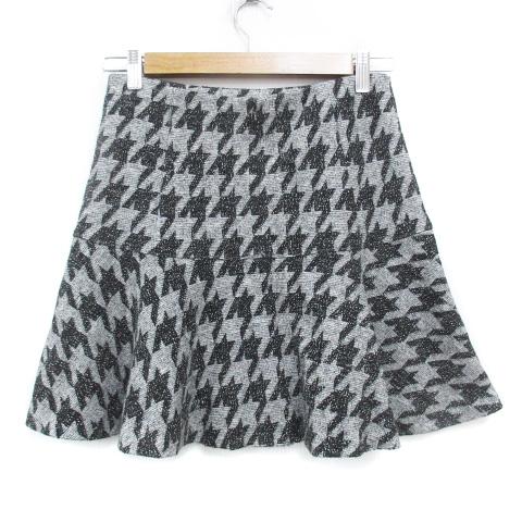 セオリー theory フレアスカート ミニ丈 千鳥格子柄 2 グレー 黒 
