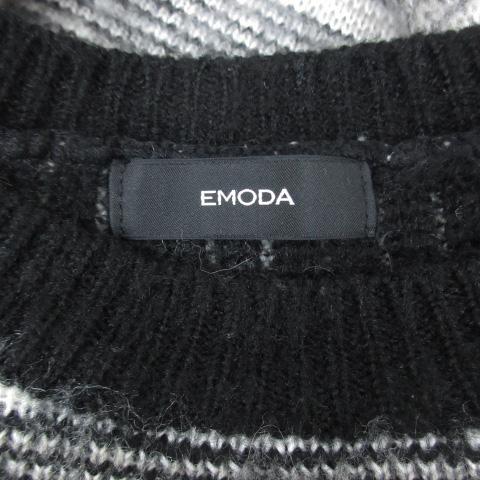 EMODA エモダ ニット セーター ショート丈 長袖 ラウンドネック 