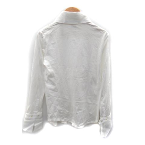 ププラ PUPULA ブラウス シャツ 長袖 無地 フリル 36 白 ホワイト  