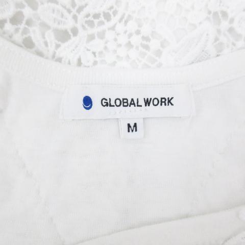 グローバルワーク GLOBAL WORK カットソー Tシャツ 長袖 ラウンドネック 透け感 刺繍 レース M 白 ホワイト /FF39 レディース｜vectorpremium｜05