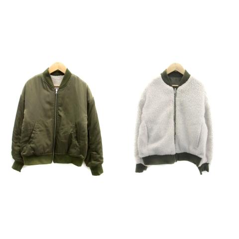 moussy 2way ショート丈 ボア ボンバージャケット カーキ moussy