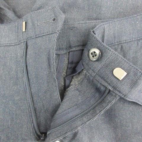 ノーリーズライト　パンツスーツ　紺 RELAX TAPERED】【年間】ノーカラー ホック留めパンツスーツ