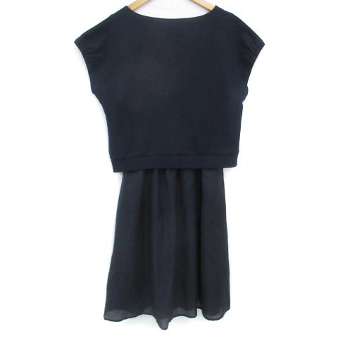 インデックス INDEX フレアワンピース ひざ丈 半袖 ラウンドネック