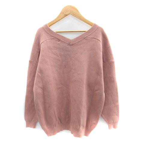 アズール ふわふわ ベージュVネックニット 秋冬 Mサイズ AZUL BY MOUSSY（アズールバイマウジー） セーター ニット スムース