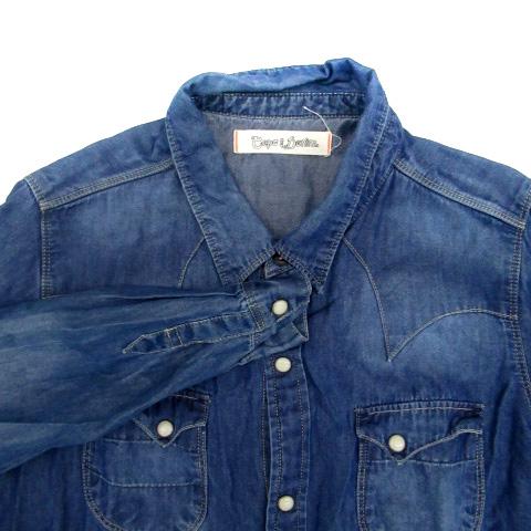 セポ CEPO DENIM. デニムシャツ ウエスタンシャツ 長袖 無地 M 青