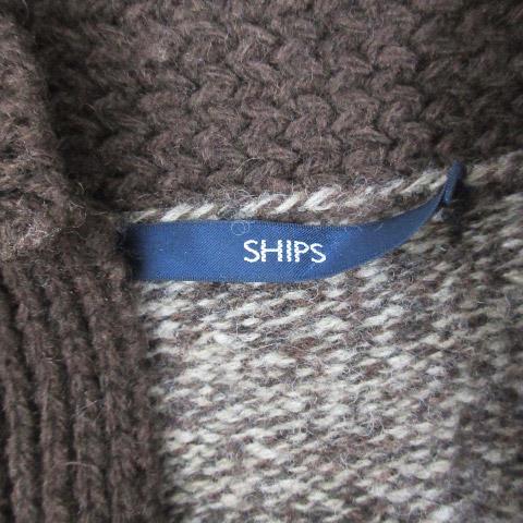 シップス SHIPS ニットカーディガン ミドル丈 ショールカラー ウール 
