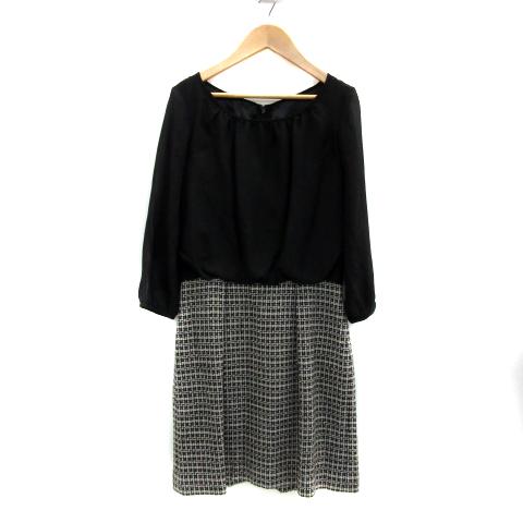 【新品タグ付き】ナチュラルビューティーベーシック　ツイード素材スカートスーツM黒 NATURAL BEAUTY BASIC 【スーツ2点SET】 ナチュラルビューティ