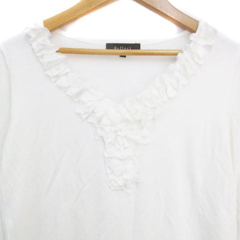 リフレクト Reflect Tシャツ カットソー 七分袖 Vネック フリル 透け感