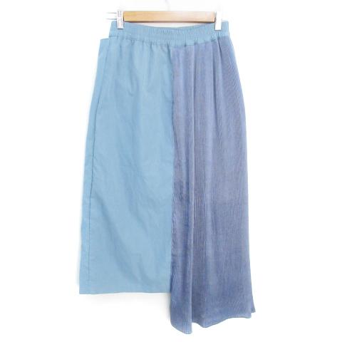 ワードトローブ Wordtrobe タイトスカート ロング丈 マキシ丈 切替 プリーツ アシンメトリー 無地 F バイカラー 青 水色 レディース |  | 01