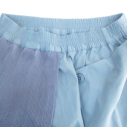 ワードトローブ Wordtrobe タイトスカート ロング丈 マキシ丈 切替 プリーツ アシンメトリー 無地 F バイカラー 青 水色 レディース |  | 02