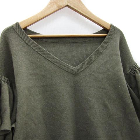 ケイシラハタ kei shirahata ニット カットソー 長袖 Vネック フリル F 