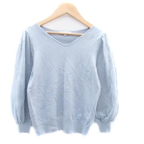 【新品】コットンニット ライトブルー Vネック ナチュラルビューティーベーシック NATURAL BEAUTY BASIC - 【新品】コットンニット ライトブルー Vネック