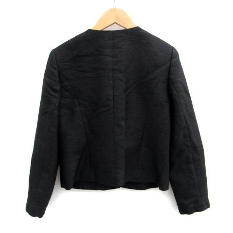 クレージュ courreges ノーカラージャケット ミドル丈 総裏地 40 黒 