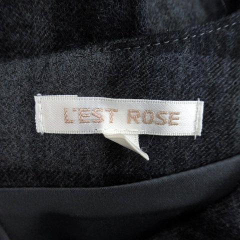 レストローズ L'EST ROSE フレアワンピース ひざ丈 半袖 Vネック