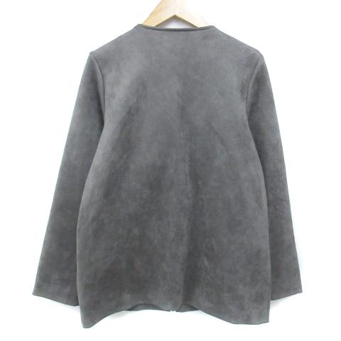 ドゥドゥ DOUDOU ノーカラージャケット ブルゾンジャケット スエード調