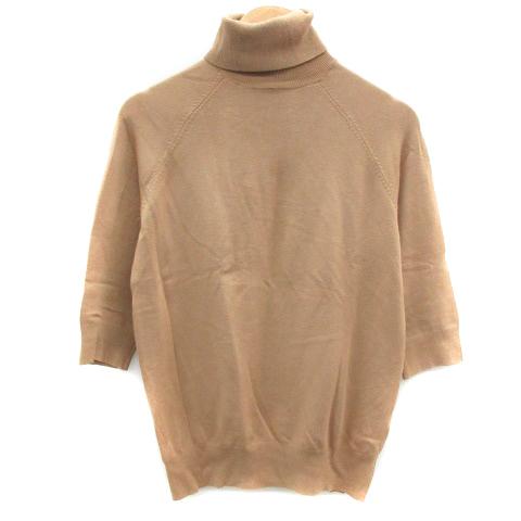 ZARA ザラ ニット カットソー 七分袖 タートルネック S ブラウン 茶  