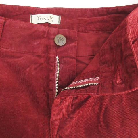 ヤヌーク YANUK コーデュロイパンツ テーパードパンツ ロング丈 XS 赤