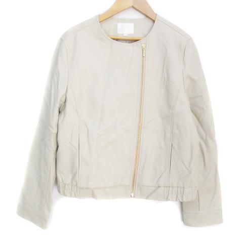 grove（グローブ） フェイクレザージャケット ノーカラー ミドル丈 総 