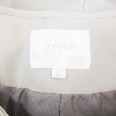 grove（グローブ） フェイクレザージャケット ノーカラー ミドル丈 総 