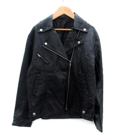 リシェグラマー Riche glamour ライダースジャケット フェイクレザージャケット ダブル ミドル丈 LL 黒 ブラック HO4 レディース ブランド古着販売のベクトル - 通販 - Yahoo ショッピング
