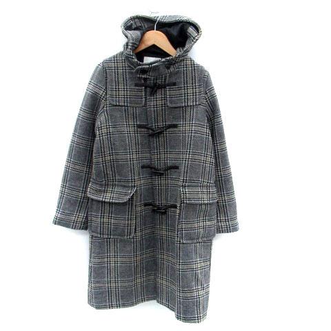 黒とグレーのチェック柄ダッフルコート miniministore（ミニミニストア） ダッフルコート コート トグルボタン