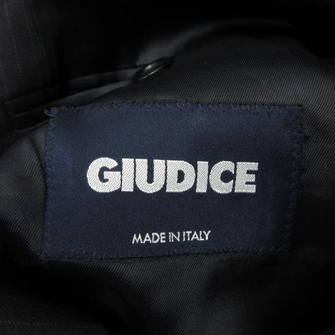 GIUDICE スーツ セットアップ 上下 テーラードジャケット シングルボタン 総裏地 スラックスパンツ ストライプ柄 ウール 黒 メンズ｜vectorpremium｜06