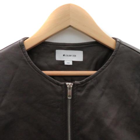 コロニー COLONY2139 フェイクレザージャケット ミドル丈 ジップアップ