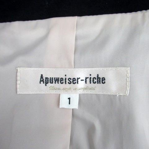 アプワイザーリッシェ Apuweiser-riche テーラードジャケット シングル 総裏地 ミドル丈 リボン 1 黒 ブラック /HO10 レディース｜vectorpremium｜04