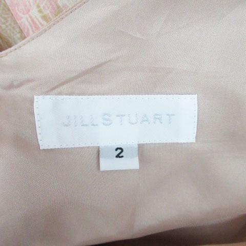 ジルスチュアート JILL STUART ワンピース ラウンドネック 半袖 ミニ丈 総柄 シルク 2 茶色 ブラウン /HO36 レディース｜vectorpremium｜06