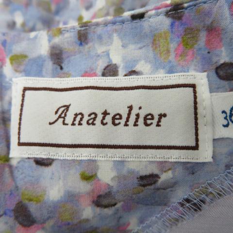 アナトリエ ANATELIER ワンピース ひざ丈 半袖 ラウンドネック 総柄 オーバーサイズ 36 マルチカラー パープル /YK21 レディース｜vectorpremium｜05