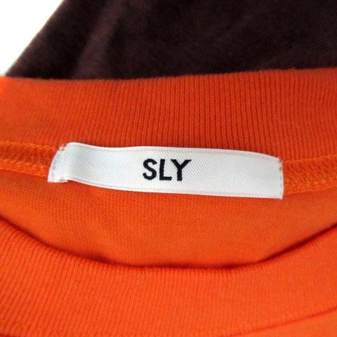 スライ SLY Tシャツ カットソー ラウンドネック 五分袖 ショート丈 刺繍 F グラデーション オレンジ 赤茶 レッドブラウン /HO45 レディース｜vectorpremium｜04