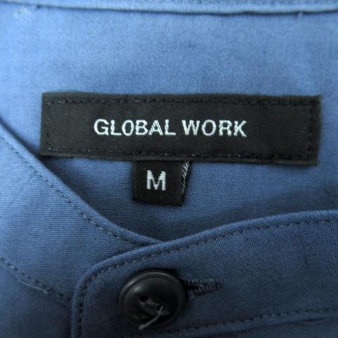 グローバルワーク GLOBAL WORK カジュアルシャツ ロング丈 長袖 バンドカラー 無地 M ブルーグレー /SY18 ■MO メンズ｜vectorpremium｜03