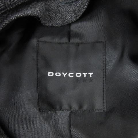 ボイコット BOYCOTT ステンカラージャケット ミドル丈 ヘリンボーン柄 