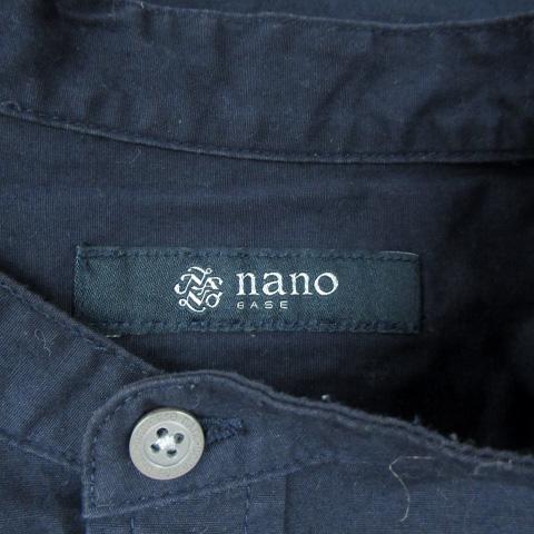 ナノユニバース nano universe カジュアルシャツ バンドカラー 長袖 無地 L 紺 ネイビー /HO28 メンズ｜vectorpremium｜04