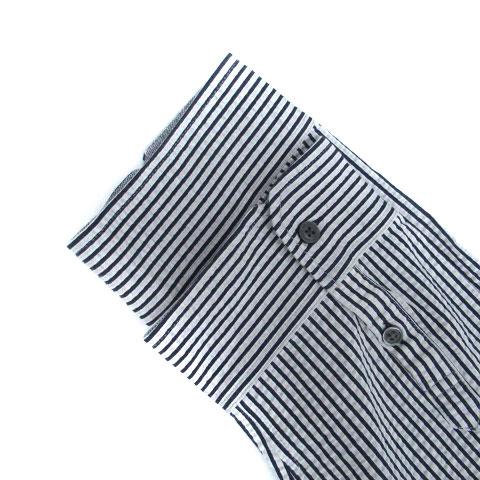 エムケーミッシェルクランオム カジュアルシャツ 七分袖 ストライプ柄 48 M  オフホワイト 紺 ネイビー メンズ｜vectorpremium｜04