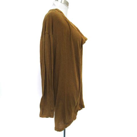 パドカレ pas de calais チュニック 長袖 ドレープネック 切替 38 M 茶 