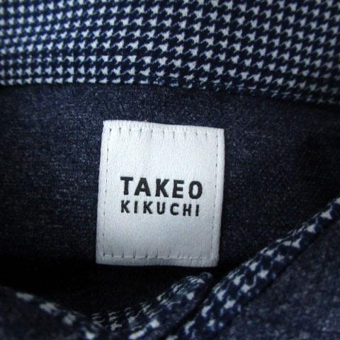 TAKEO KIKUCHI タケオキクチ カジュアルシャツ 半袖 刺繍 2 M 紺