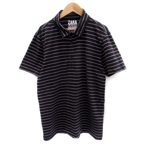 ザラ ベーシック ZARA BASIC ポロシャツ 半袖 ポロカラー ボーダー柄 